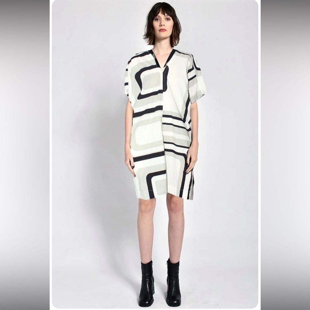 UZI NYC V Dress, Zero Print, 100% Cotton, Gray Black White, No Size / One Size